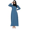 A-line abaya with potli buttons on front panel - French blue A-line abaya with potli buttons on front panel - French blue